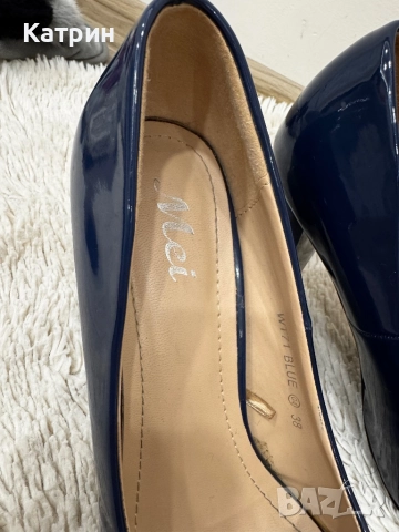 Дамски тъмно сини токчета, снимка 5 - Дамски обувки на ток - 51629292