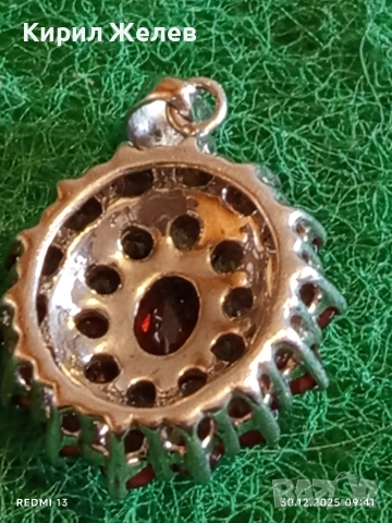 Сребърен медальон във формата на ЦВЕТЕ инкростирано с кристали СУЛТАНИТ 52568, снимка 4 - Колиета, медальони, синджири - 52933680