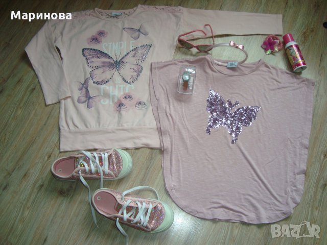 Бляскави пеперудени блузки Breeze и Кецки на цени и аксесоари , снимка 5 - Детски Блузи и туники - 32299618