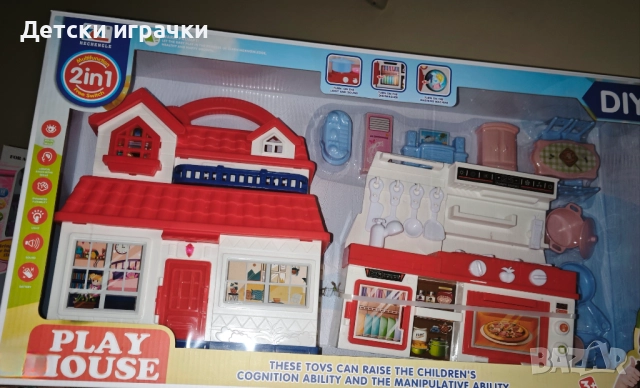 Къща за кукли 2в1 с кухня със светлини и звуци, с мебели, снимка 3 - Кукли - 52093427