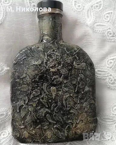 Винтидж ръчно декорирана празна бутилка , снимка 3 - Други - 50584072
