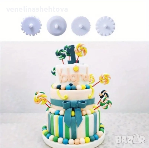 Ембосер резачка с 4 валяка за декориране на фондан за декорация на торта , снимка 3 - Форми - 52939303