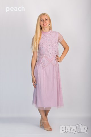 Розова рокля с пайети 