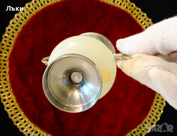 Посребрена амфора,ваза,свещник,бял оникс. , снимка 5 - Вази - 37369730