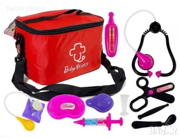 Детска докторска чанта Baby Doc с аксесоари – Червена