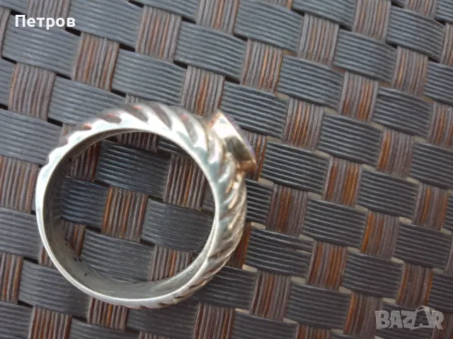 пръстен сребро и злато с аметист , снимка 3 - Пръстени - 47320880