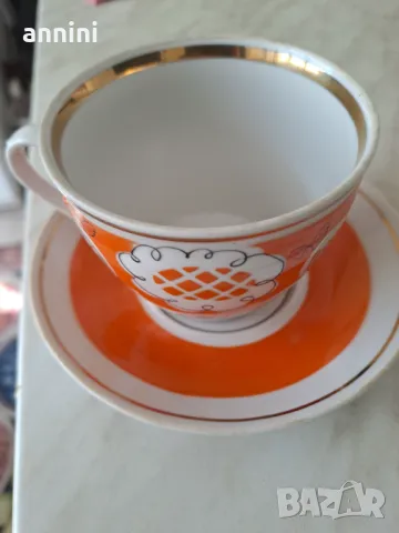 сервиз кафе чай внос  5 бр чаши захарница чайник порцелан, снимка 5 - Сервизи - 49431247