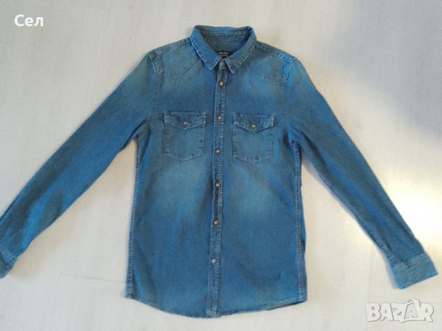 Мъжка дънкова риза Bershka S, снимка 3 - Ризи - 39691757