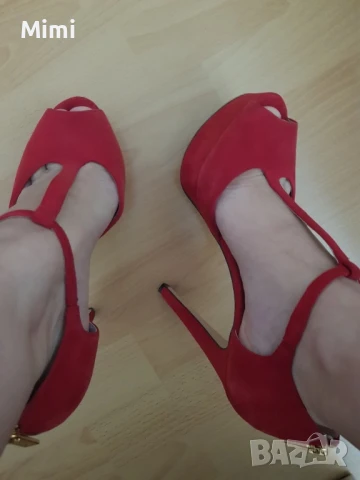 Мichael Kors Червени Сандали на ток , снимка 2 - Сандали - 50450892