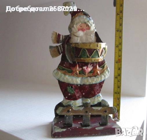 Дядо Мраз -  керамика, стара фигура, свещник и запалка Коледа, антика, снимка 13 - Декорация за дома - 38976631