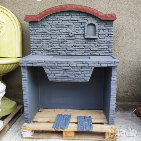 Градинска чешма мивка Elena с плот външна дворна в сив цвят, снимка 2 - Градински мебели, декорация  - 43938199
