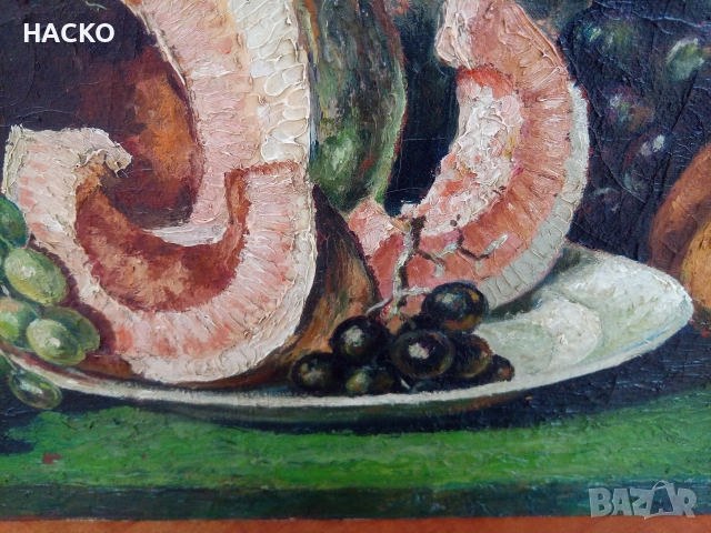 Стара Маслена Картина Разписана от Автора 1932г.Размери 50/40 см. Внос от Германия, снимка 4 - Антикварни и старинни предмети - 53047110