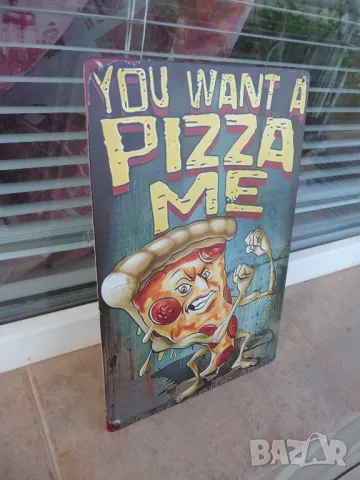 Метална табела храна Искате ли пица готина забавна вкусна пещ гореща, снимка 2 - Декорация за дома - 50381129