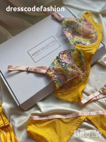 Луксозен дамски комплект бельо от четири части, снимка 2 - Бельо - 48995249