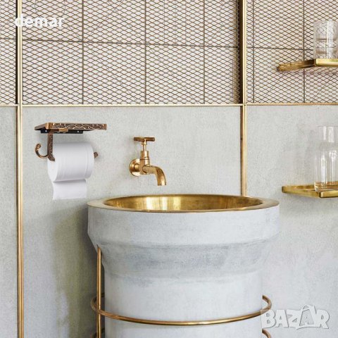  Държач за тоалетна хартия с рафт за телефон и кука, черен, снимка 7 - Други - 43183909