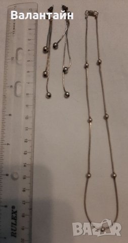 Сребърно колие и обеци, снимка 3 - Колиета, медальони, синджири - 35500605