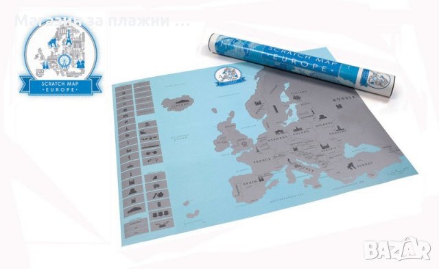 Скреч карта на Европа, снимка 5 - Декорация за дома - 26801412
