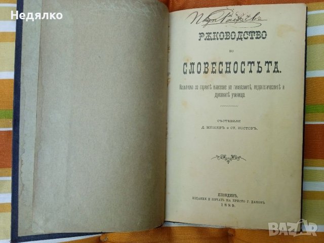 Ръководство по Словесностъта,1889г,стара книга , снимка 3 - Други - 37152735