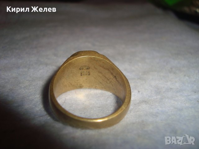 СТАР РЕТРО АРТ ДЕКО РЪЧНО ОРНАМЕНТИРАН ПОЗЛАТЕН ПРЪСТЕН от НЕРЪЖДАЕМА СТОМАНА с ПЕЧАТИ 585 14К 27573, снимка 2 - Антикварни и старинни предмети - 37497482