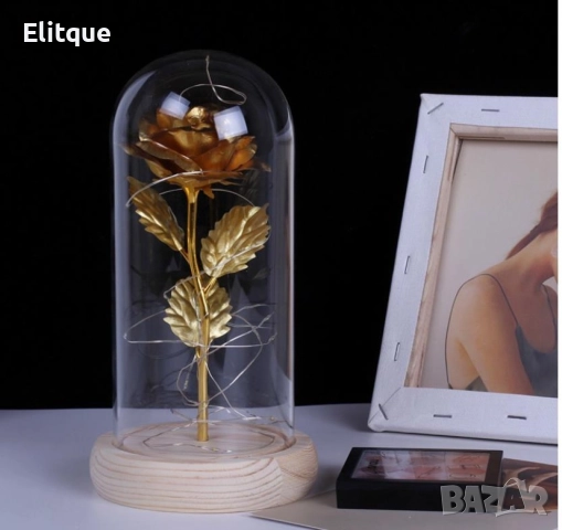 Вечна роза в стъкленица с LED светлина , снимка 4 - Изкуствени цветя - 52904072