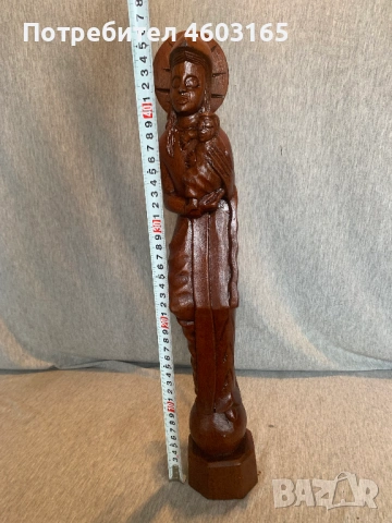 скулптура от резбовано дърво – Дева Мария с младенеца, снимка 3 - Статуетки - 53223435