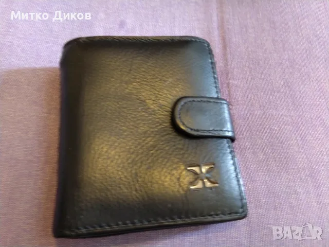 Портфейл компактен естествена кожа с вътрешен цип 100х85мм нов, снимка 1