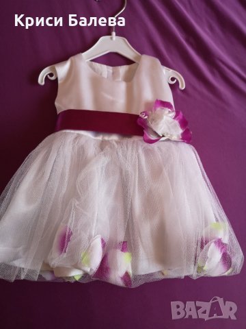 Бебешка официална рокля  3-6м, до 68 см, снимка 1 - Бебешки рокли - 27907787