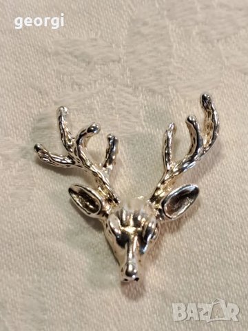 сребърна брошка елен , снимка 8 - Колиета, медальони, синджири - 49545398