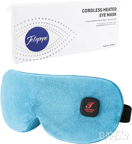 Отопляема маска за очи, топъл компрес за очи, 3 нива на топлина без кабел, 1000mAh, синя, снимка 1