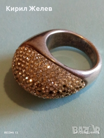 Прекрасен скъпоценен сребърен пръстен с ювелирно инкрустирани кристали тип бомбе 51821, снимка 8 - Пръстени - 52925179