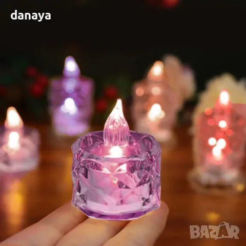 5428 Мини електронна свещ с цветно тяло, 5 см, снимка 2 - Декорация за дома - 47858434