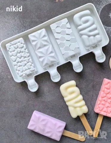 Love сърца килийки сладолед Popsicle Попсикъл молд силиконова форма калъп направа десерти, снимка 4 - Форми - 49946187