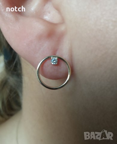 Златни обеци с циркони, снимка 5 - Обеци - 38507446