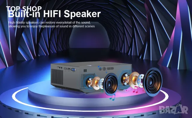 Проектор с Wifi и Bluetooth, Wielio GC05A 16000 lum с екран, снимка 4 - Плейъри, домашно кино, прожектори - 48648493