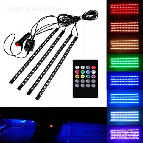  Интериорно LED RGB осветление за автомобил с дистанционно, снимка 1 - Аксесоари и консумативи - 36908893