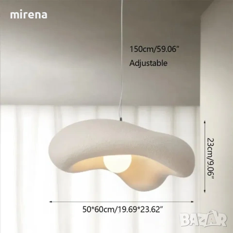 Висяща лампа полилей стил облак wabi sabi 60*50 см Е27, снимка 3 - Лампи за таван - 53145654