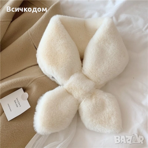 Пухкав дамски шал, имитиращ заешка к о ж а🤗  , снимка 2 - Шалове - 52638007