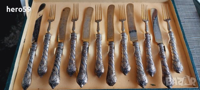 Сребърни десертни прибори-сребро 800,Сребърни чаши,сребърна кана, снимка 1