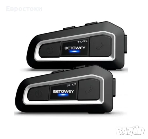 Мотоциклетна комуникационна система TK-X2, двойна - комплект от 2 слушалки, Bluetooth интерком 