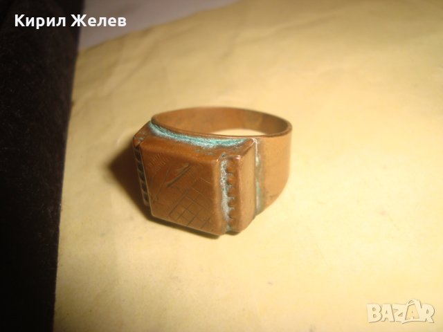 СТАРО БИЖУ МЕДЕН РЪЧНО ИЗРАБОТЕН и ОРНАМЕНТИРАН КЛАСИЧЕСКИ МОДЕЛ МАСИВЕН ПРЪСТЕН РЯДЪК 22258, снимка 6 - Пръстени - 33136057