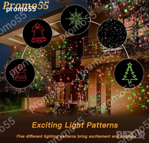 Светлинен Лазерен Проектор Декорация за Коледа 5в1, снимка 2 - Други - 52596139