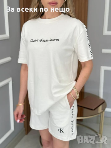 Calvin Klein Дамски Летен Памучен Спортен Комплект С Бродирано Лого🔝Дамски Спортен Екип Код A714, снимка 4 - Комплекти - 50969725