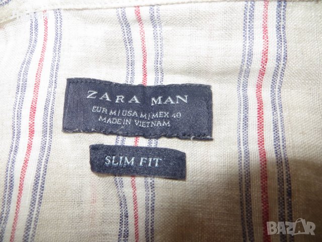 Мъжка риза с дълъг ръкав от лен Zara, снимка 3 - Ризи - 26635568