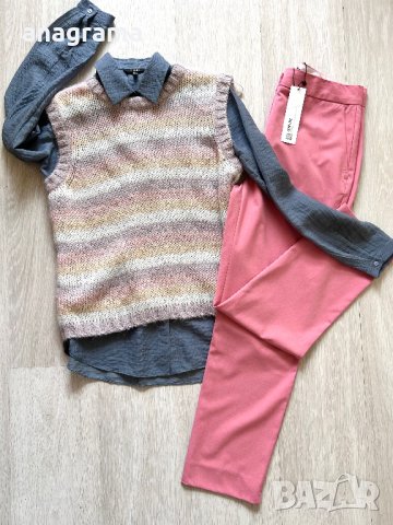 zara нов елегантен панталон в бледо розов цвят Zara join life, размер С, нов с етикети и тагове , снимка 8 - Панталони - 44053888