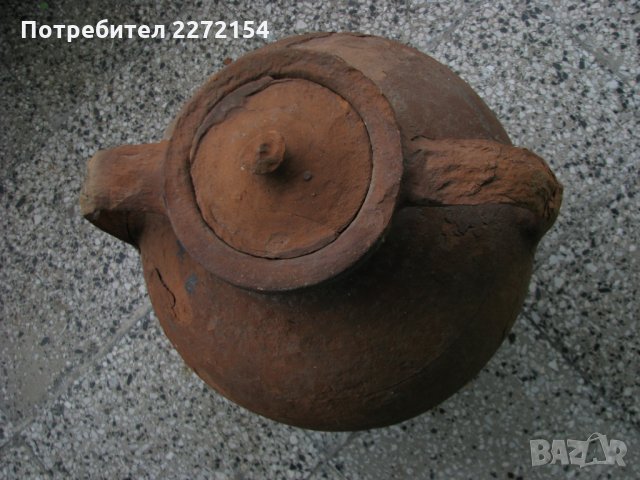 Стара керамична делва амфора с капак, снимка 1 - Антикварни и старинни предмети - 35028367