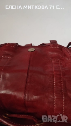 Раница от дебела естествена кожа в тъмно червен цвят, снимка 9 - Раници - 53122941