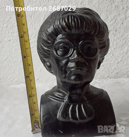 Бюст - глава жена с очила керамика, снимка 9 - Статуетки - 37586967