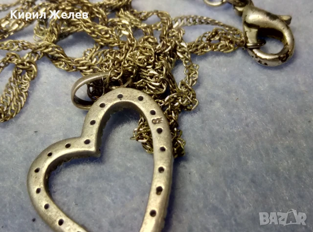 СРЕБЪРЕН ПЕНДАНТ СЪРЧИЦЕ СРЕБРО 925 с ЦИРКОНИ и СРЕБЪРНА 925 ВЕРИЖКА с ПОСРЕБРЕНА ЗАКОПЧАЛКА 49772, снимка 4 - Колиета, медальони, синджири - 50489534