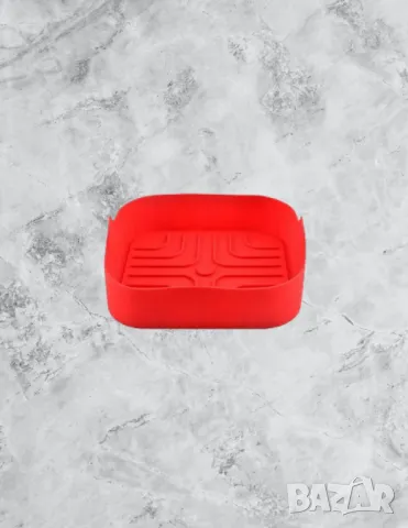 Силиконов съд за AirFryer Rosberg, 20.5x20.5x5.5 см., Черен/ Червен, снимка 5 - Други стоки за дома - 49816103