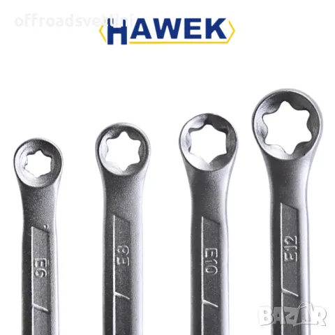 Комплект Ключове E-TORX в блистер Комплект ключове 4 броя HAWEK, снимка 3 - Ключове - 49979382